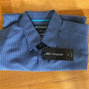 Marks & Spencer Shirt / Medium / Navy Mix / Short Sleeve